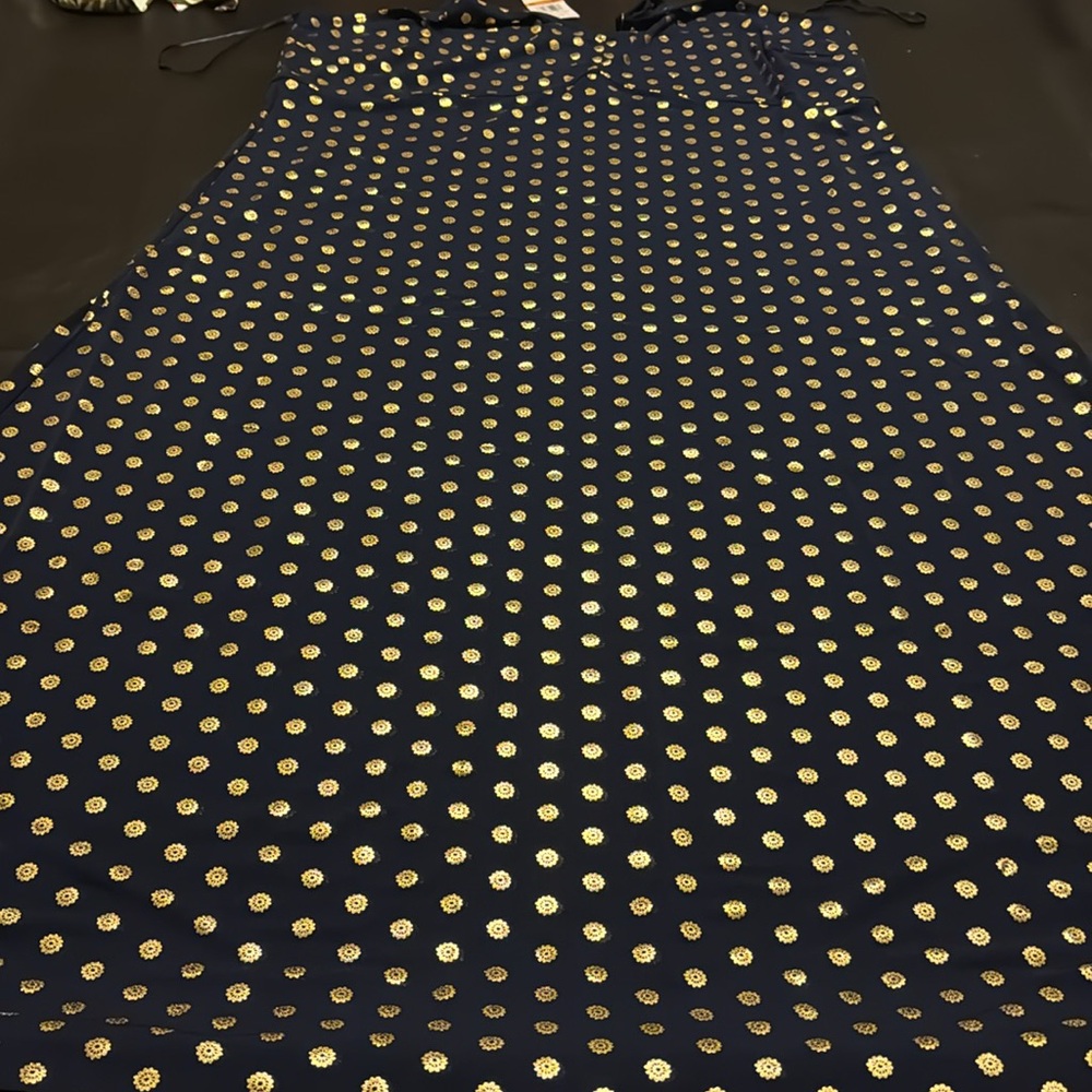NWT Michael Michael Kors True Navy And Gold Beautiful Maxi Dress Size 3X - Picture 4 of 12